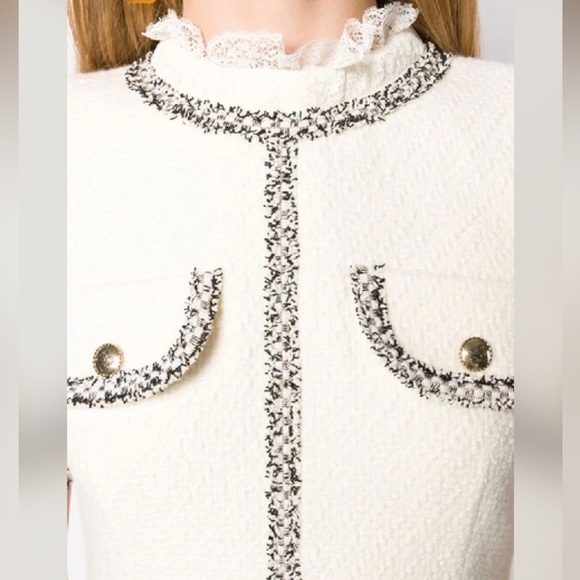 Sandro Paris Arielle Boucle Tweed Wool Dress in Ecru - Picture 3 of 12